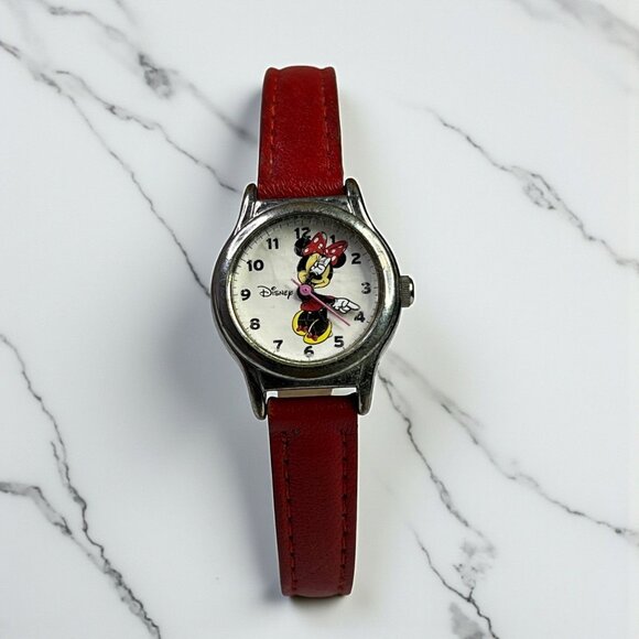 Disney Minnie Mouse Women's Red Leather Watch Collectible - Picture 1 of 10